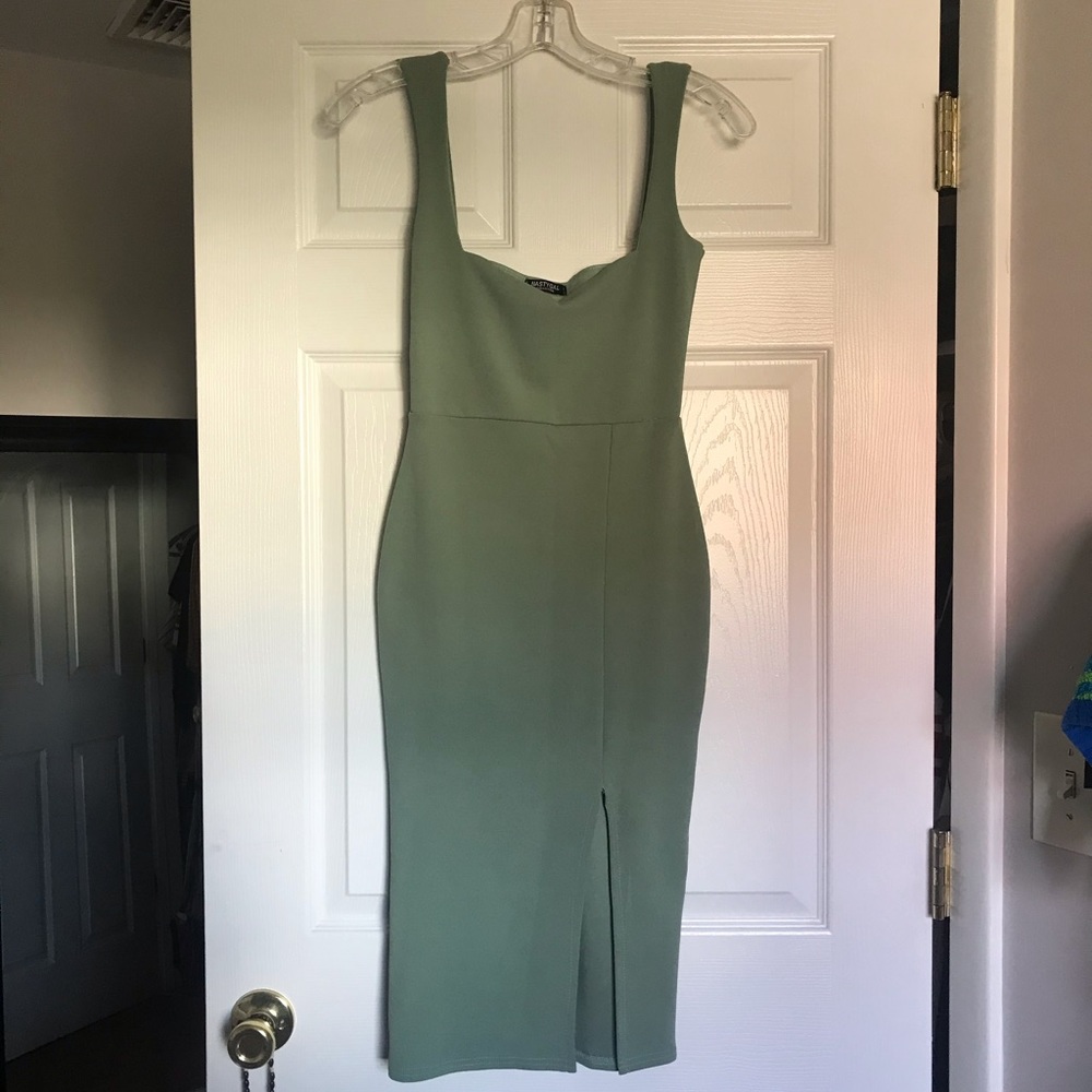 NastyGal midi dress with slit - mint green